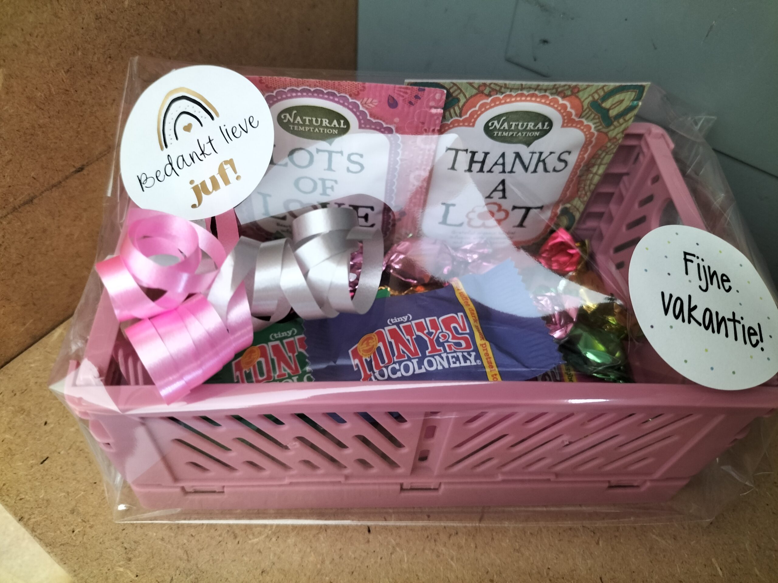 Juf cadeautje kratje