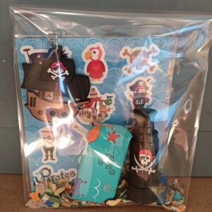 Piraat traktatie stickers/telescoop/sleutelhanger