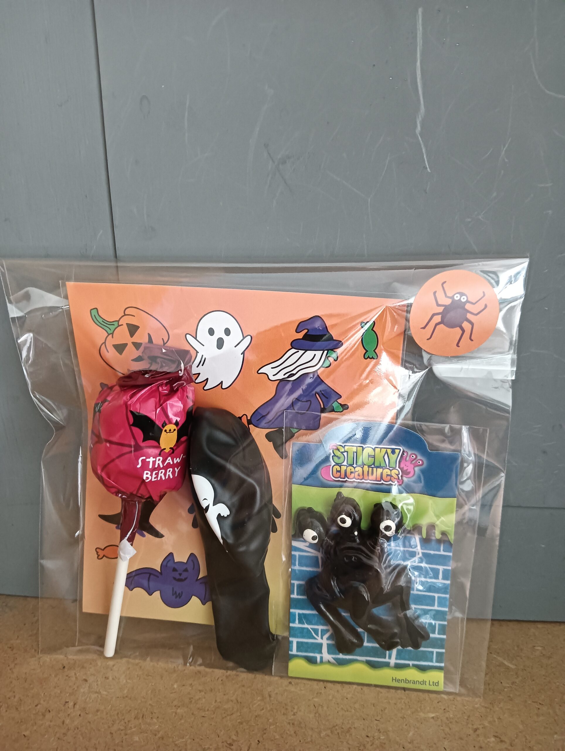 Halloween traktatie stickers/ballon/slijmfiguurtje