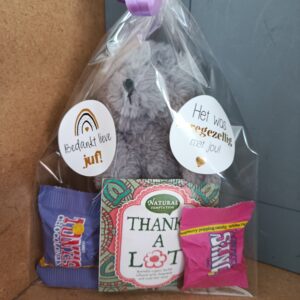 Juf cadeautje beertje/thee/chocolade